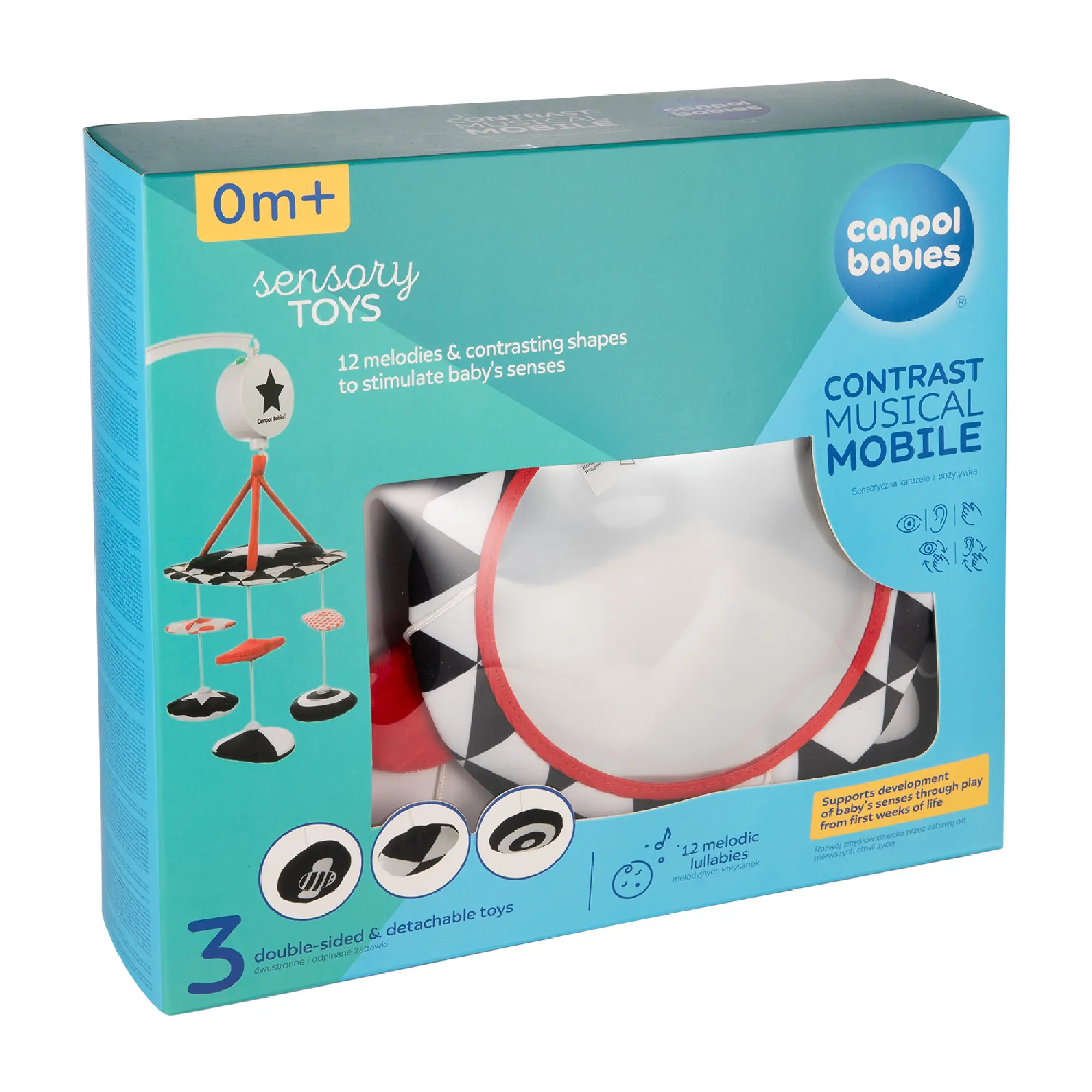 Canpol babies Kontrastowa karuzela pluszowa z pozytywką Sensory Toys, 1 szt.