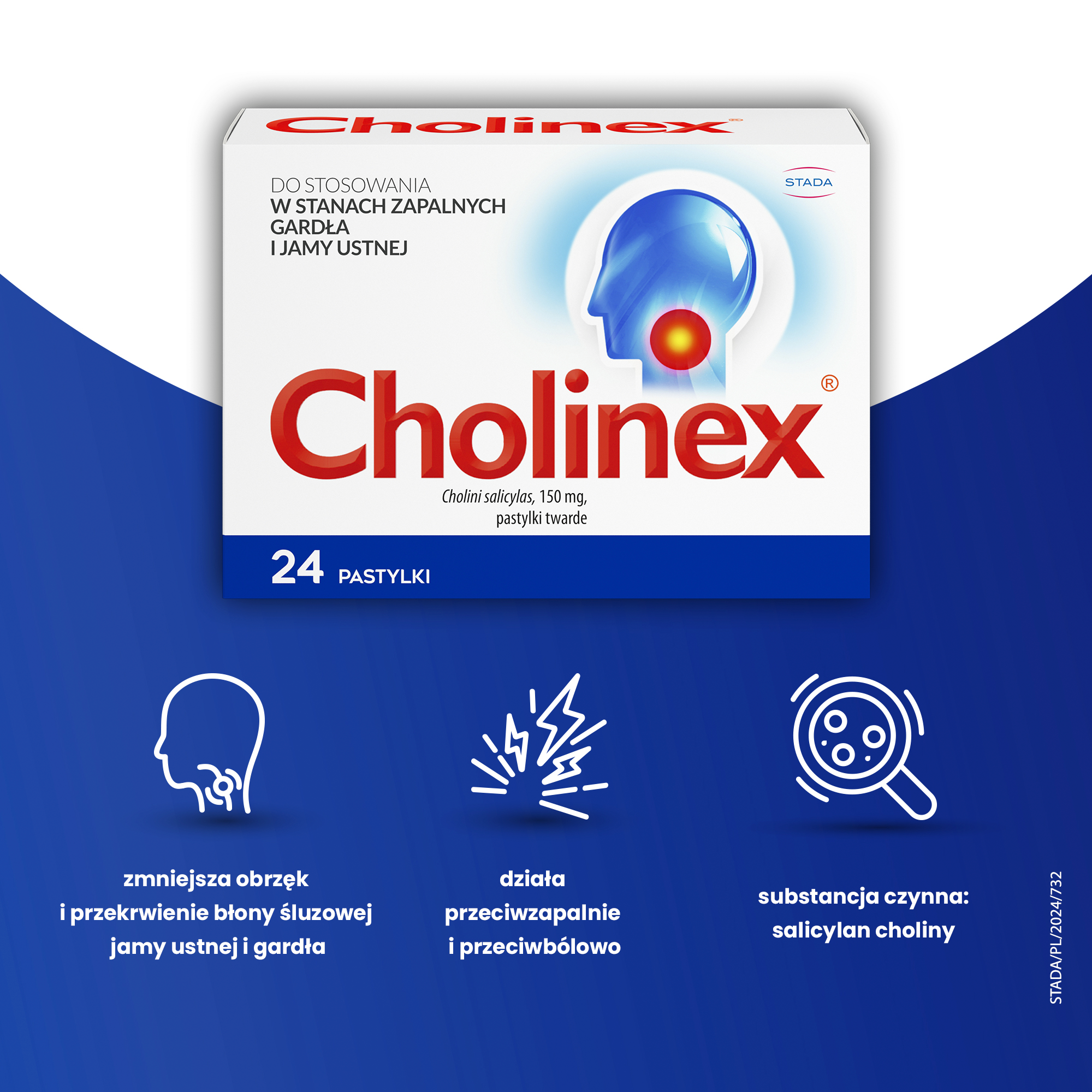 CHOLINEX - 24 past. do ssania na ból gardła