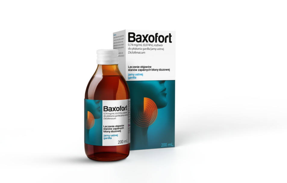Baxofort, 0,74 mg/ml, roztwór do płukania jamy ustnej i gardła, 200 ml zdjęcie