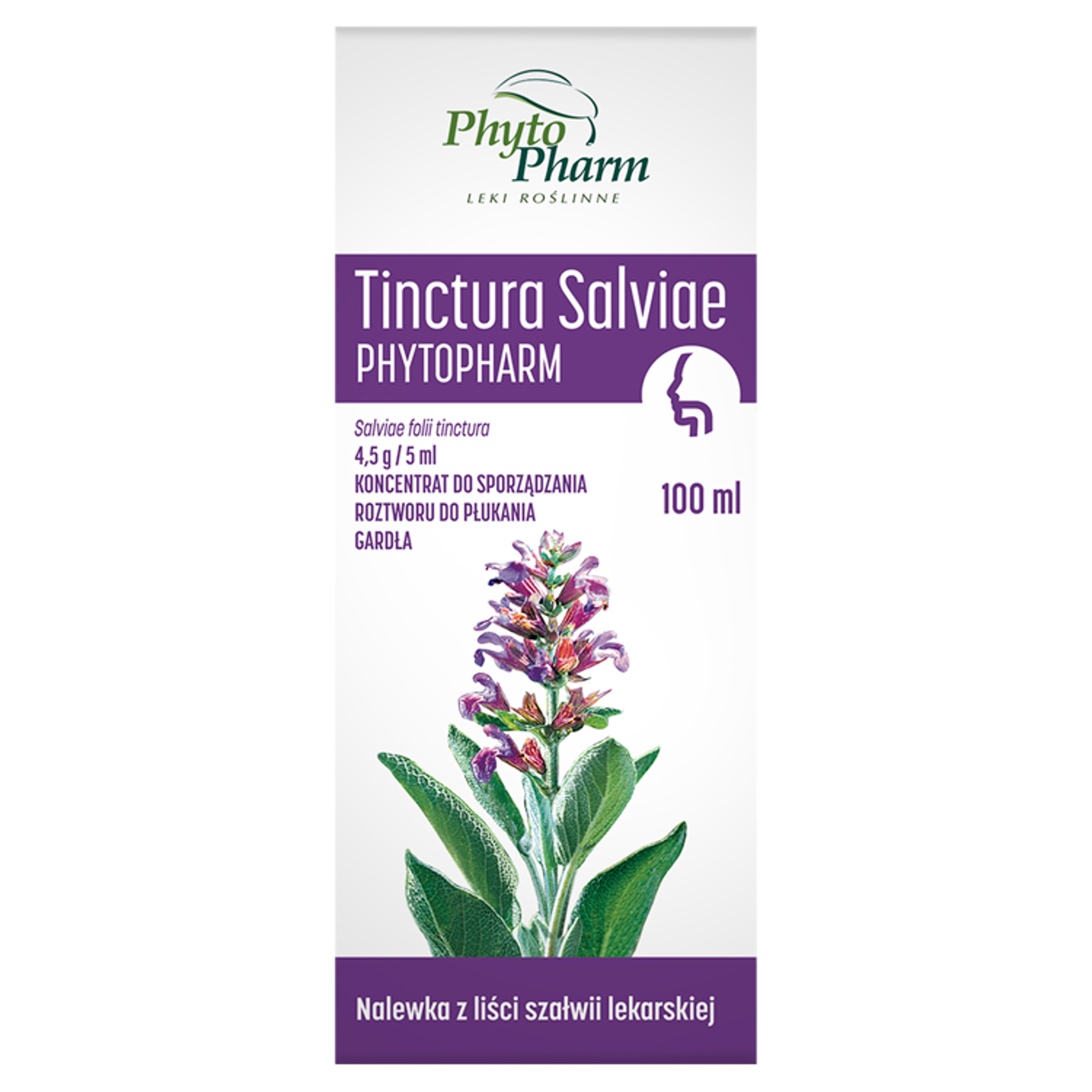 Tinctura Salviae 4,5 g/5ml koncentrat do sporządzania roztworu do płukania gardła 100 ml Phytopharm zdjęcie