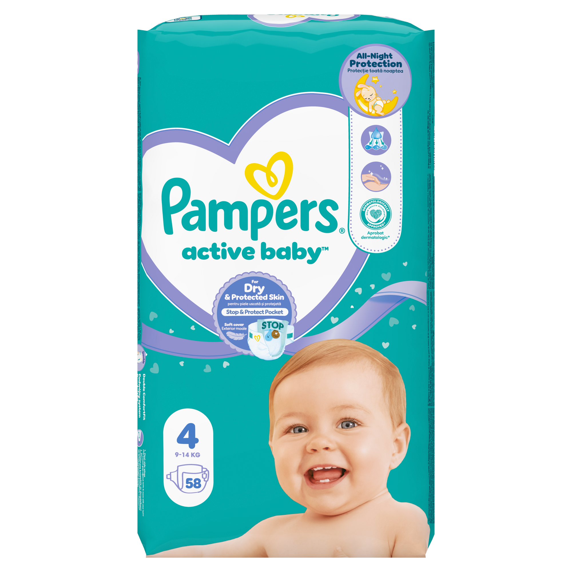 Pampers Pieluchy Active Baby rozmiar 4, 58 sztuk pieluszek - cena, opinie, wskazania zdjęcie