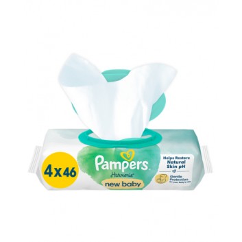 Pampers Harmonie New Baby Chusteczki nawilżane dla dzieci, 4 x 46 sztuk