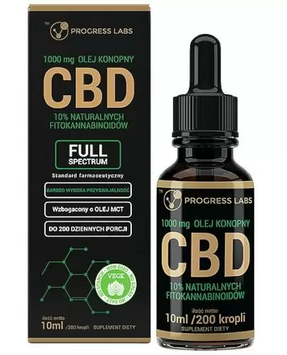 Progress Labs Olej konopny CBD 10% Full Spectrum + Olej MCT 10 ml zdjęcie