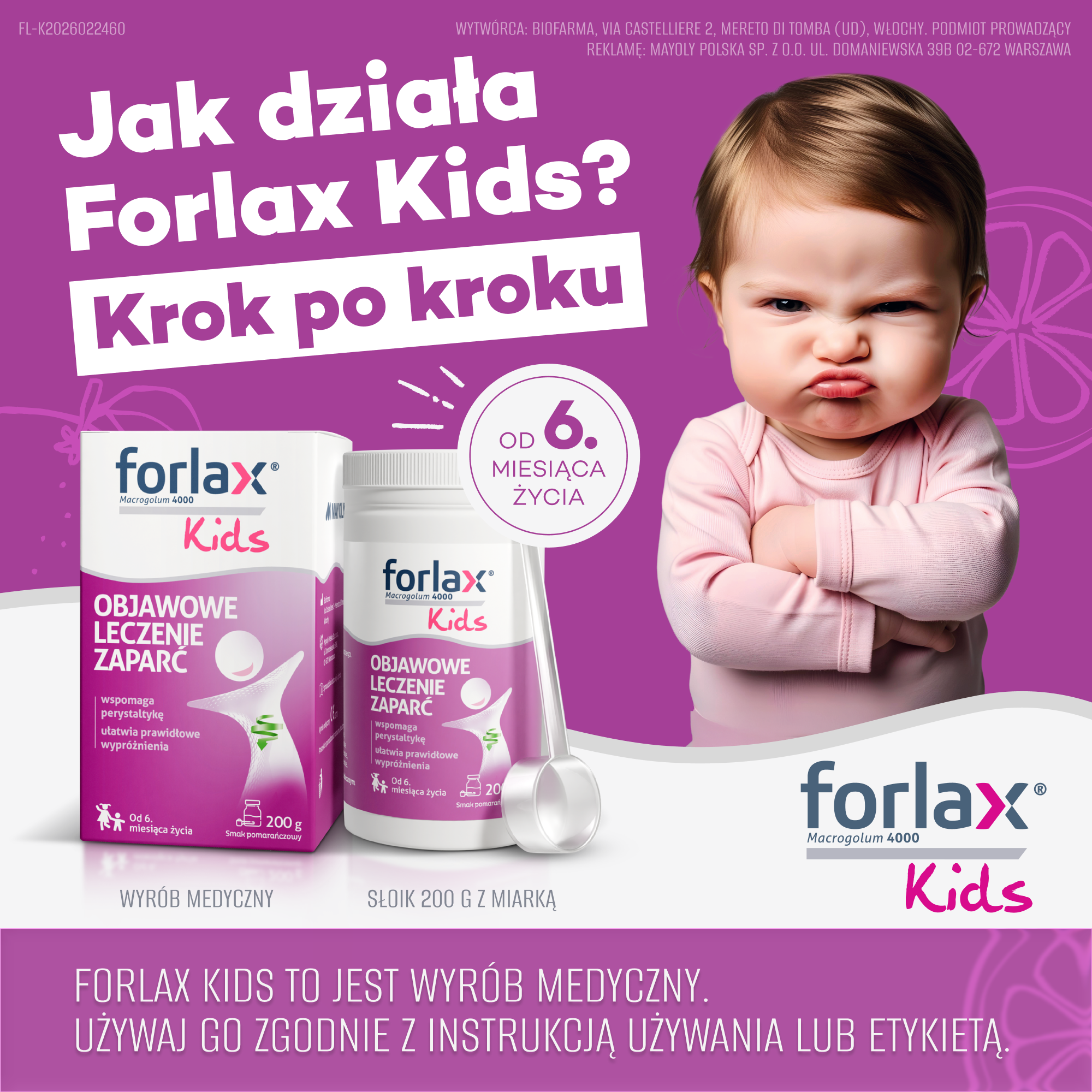 Forlax Kids, proszek, smak pomarańczowy, 200 g