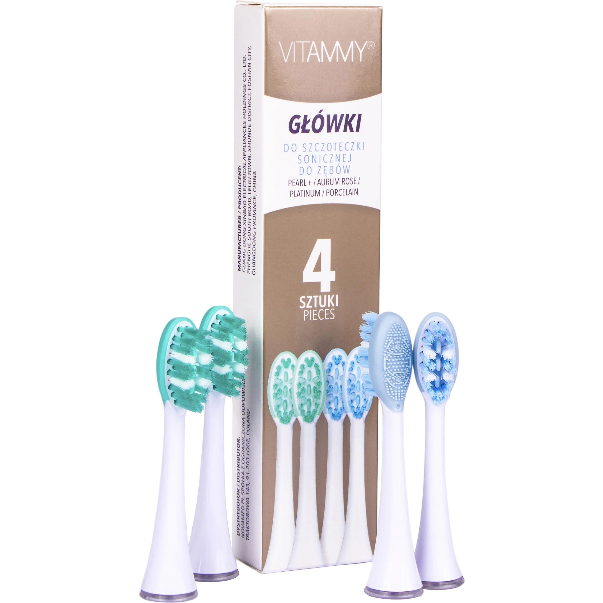Vitammy Platinum TH1905 końcówki do sonicznej szczoteczki do zębów 4 sztuki zdjęcie