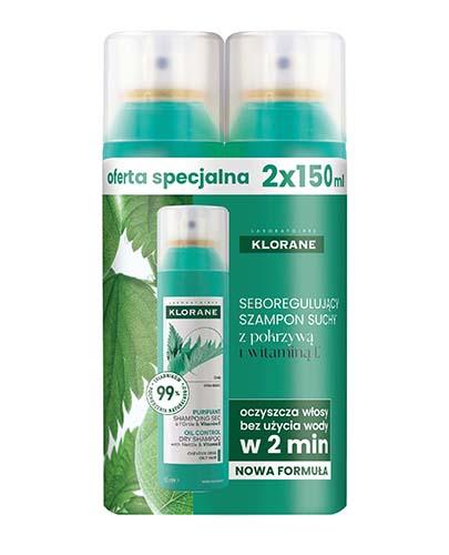 Klorane Seboregulujący Szampon suchy z pokrzywą, 2x150 ml [ZESTAW] zdjęcie