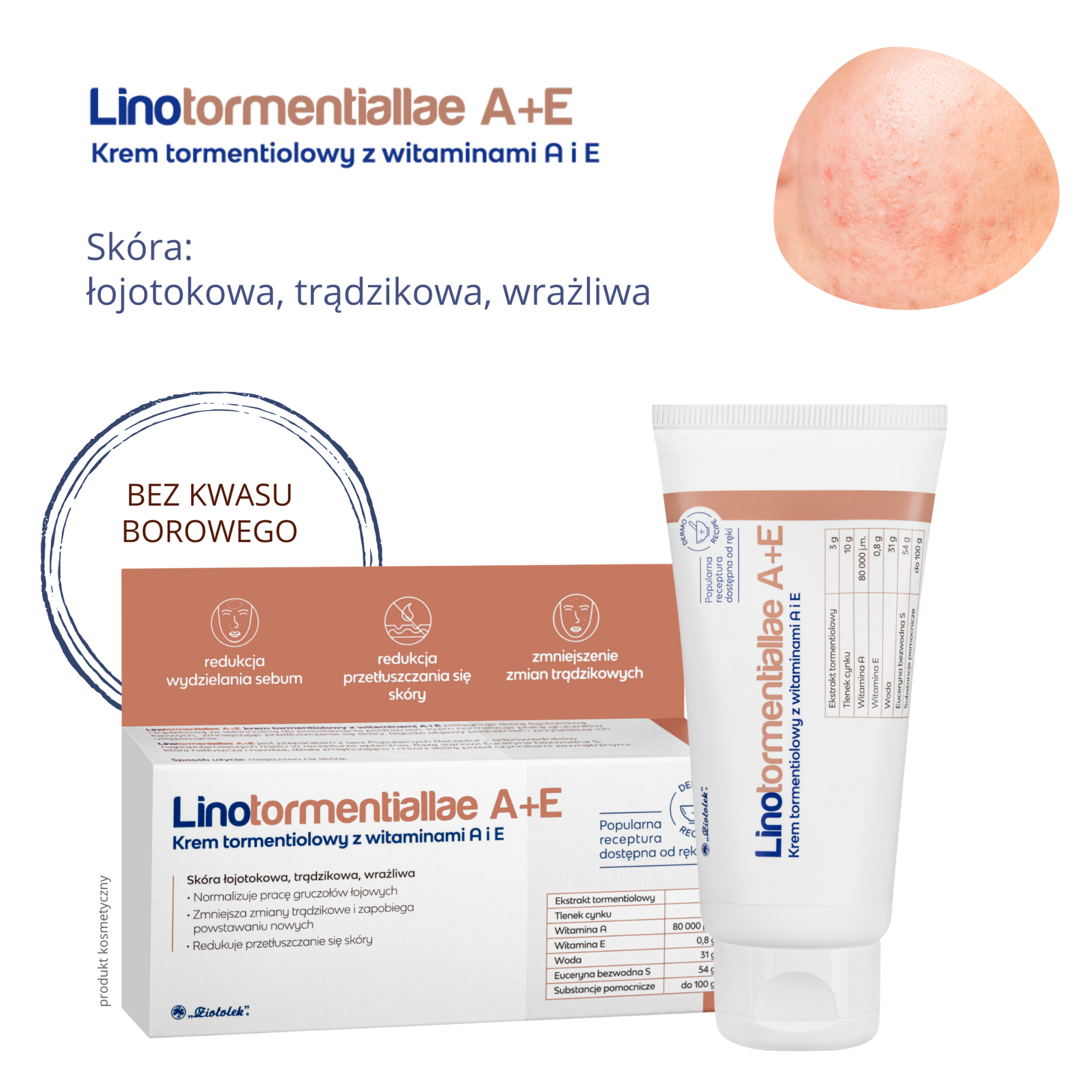 LINOTORMENTIALLAE A+E Krem tormentiolowy z witaminami A i E - 50 g