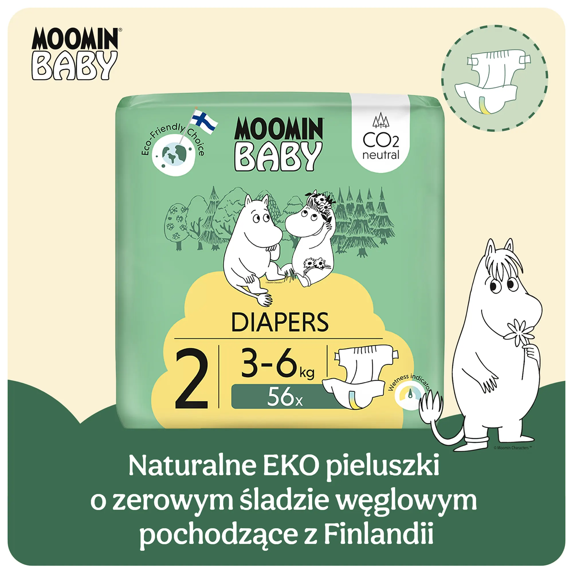 Moomin Baby 2 Newborn pieluszki 3-6 kg 168 sztuk