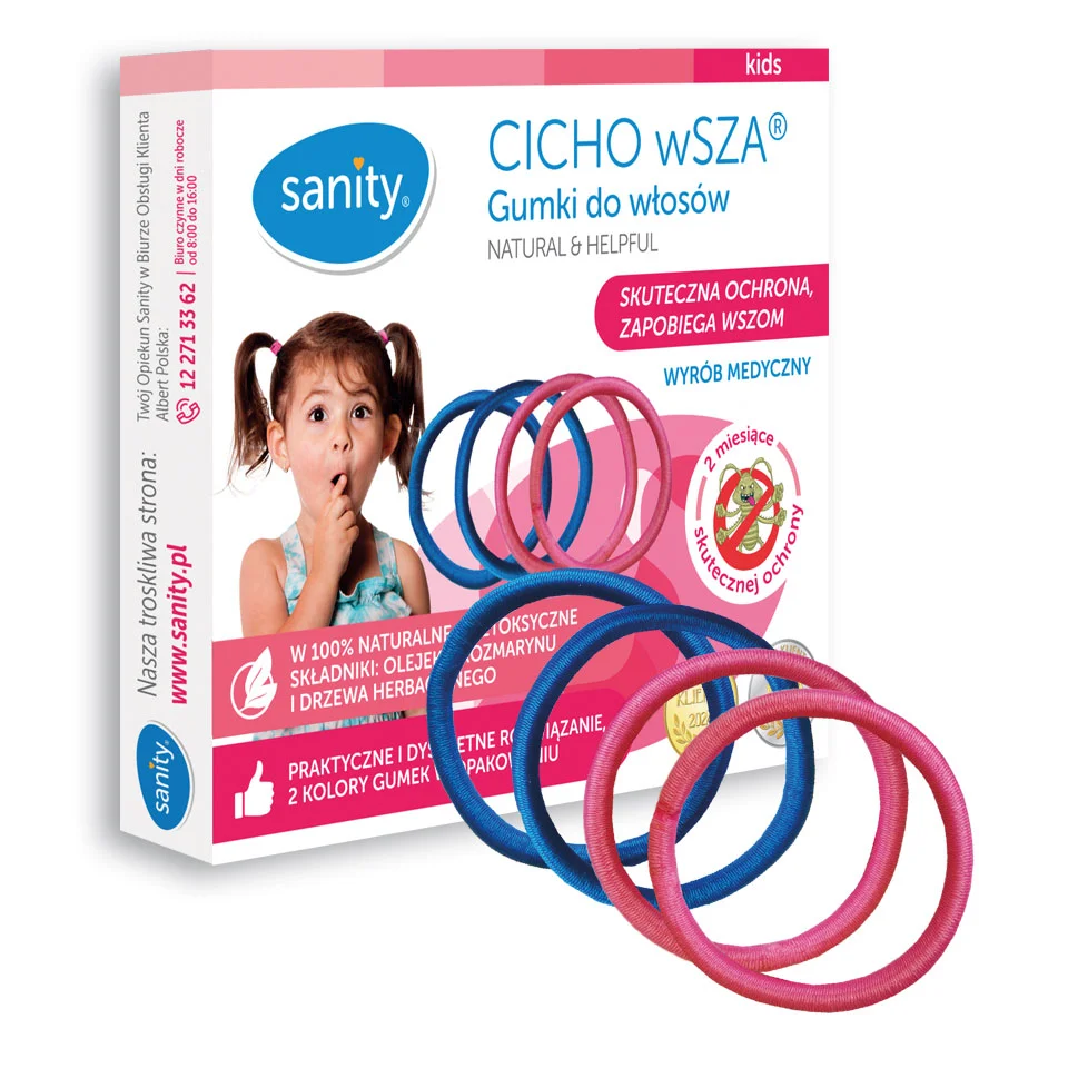 Sanity Cicho wSza gumki do włosów przeciw wszom, 4 sztuki