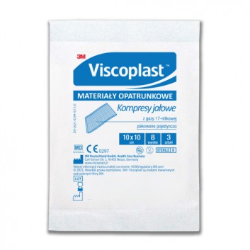 VISCOPLAST Kompresy gaz jałowych 10 cm x 10 cm - 3 szt.