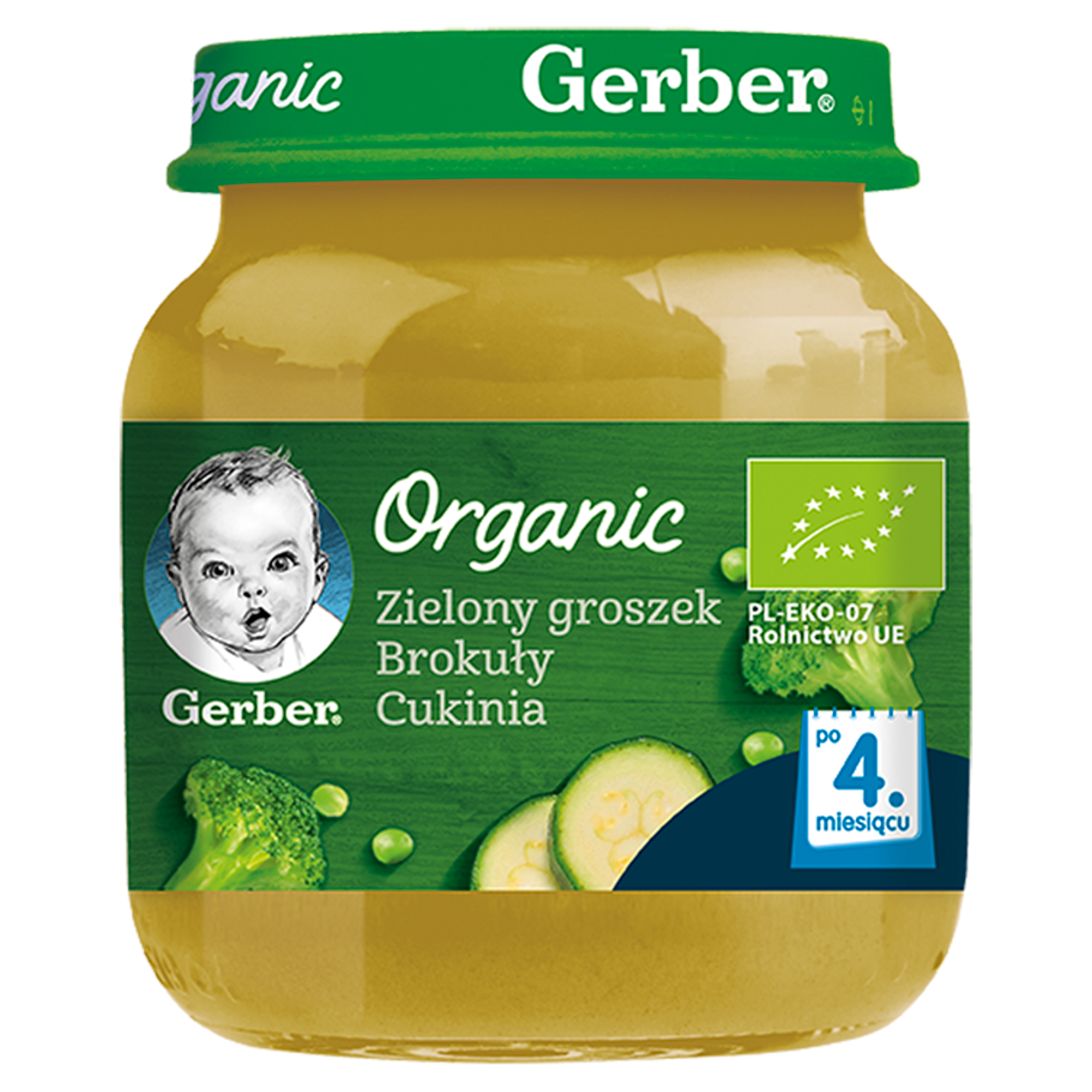 Nestlé Gerber Organic Zielony groszek brokuły cukinia po 4 miesiącu 125g zdjęcie