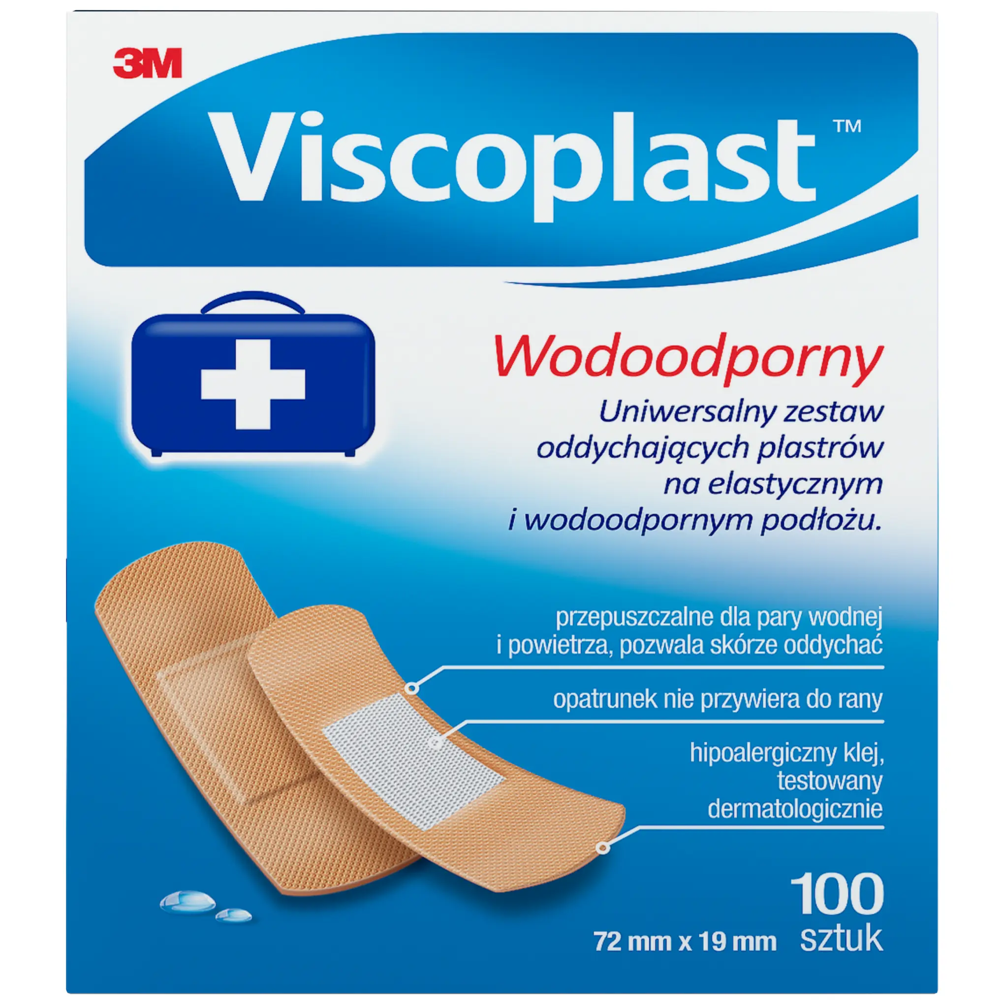 Viscoplast plaster wodoodporny 72mm x 19mm 100 sztuk