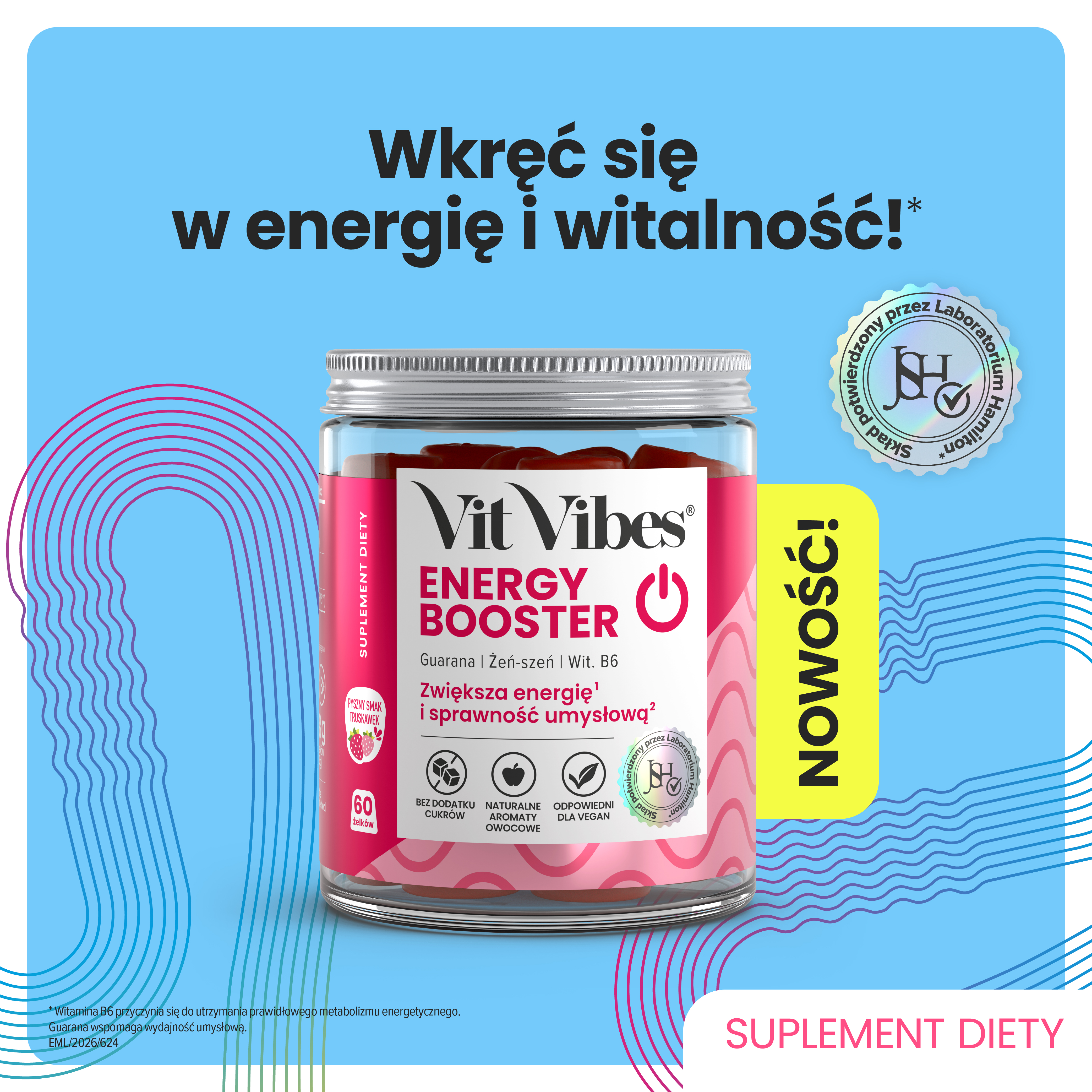 Vit Vibes Energy Booster, żelki, 60 sztuk