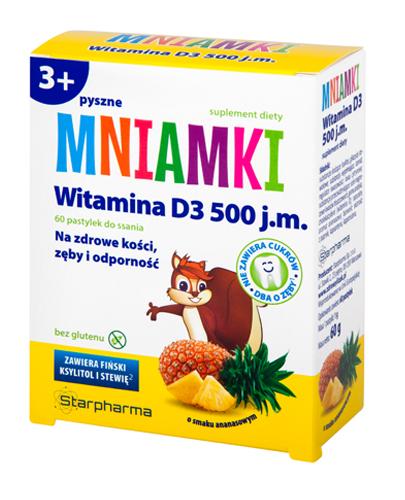 MNIAMKI Witamina D 500 j.m. o smaku ananasowym - 60 past. zdjęcie
