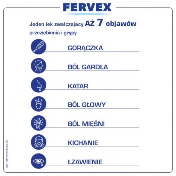 Fervex 500 mg + 25 mg + 200 mg lek na objawy przeziębienia i grypy smak cytrynowy 12 saszetek