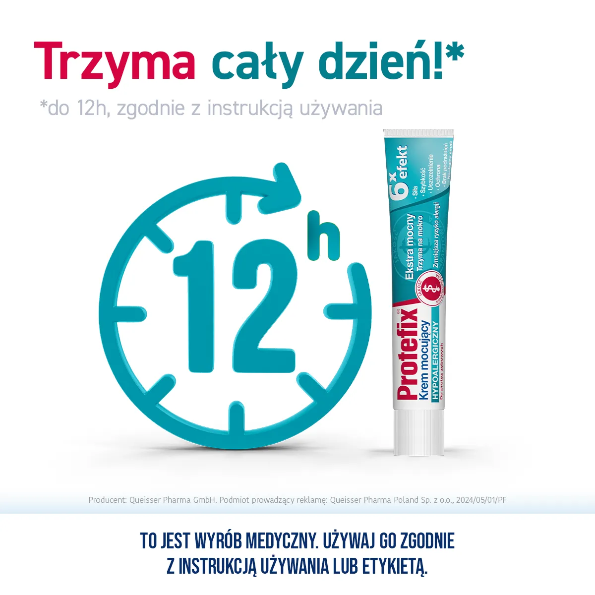 Protefix Extra mocny krem mocujacy do protez 6x efekt hypoalergiczny 47 g