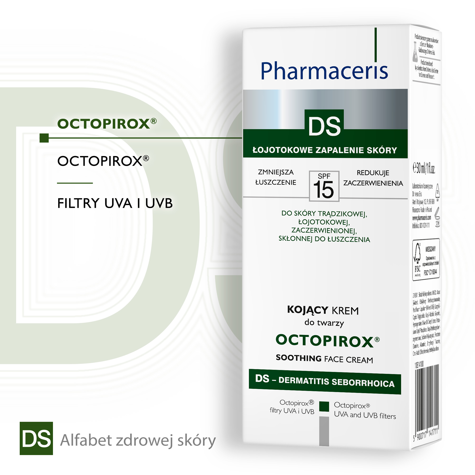 Pharmaceris DS Octopirox kojący krem do twarzy SPF 15 30 ml