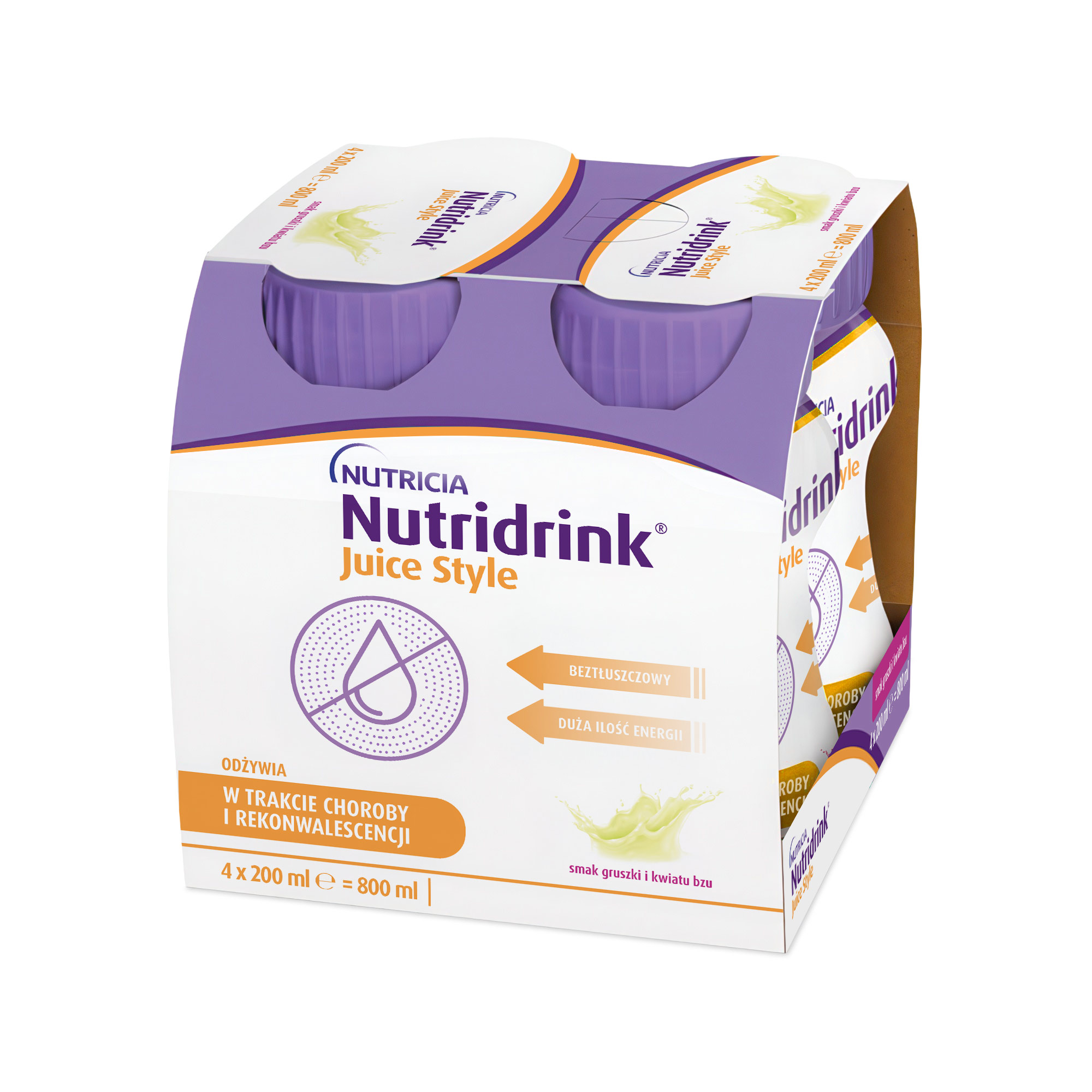 Nutridrink Juice Style o smaku gruszki i kwiatu bzu, płyn, 4 x 200 ml zdjęcie
