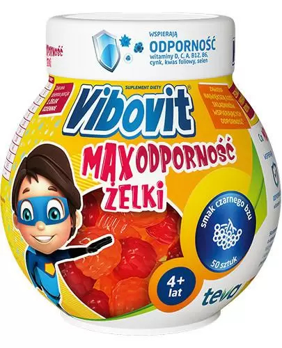 Vibovit Max Odporność zestaw 10 witamin i minerałów dla dzieci 4-12 lat 50 sztuk  zdjęcie