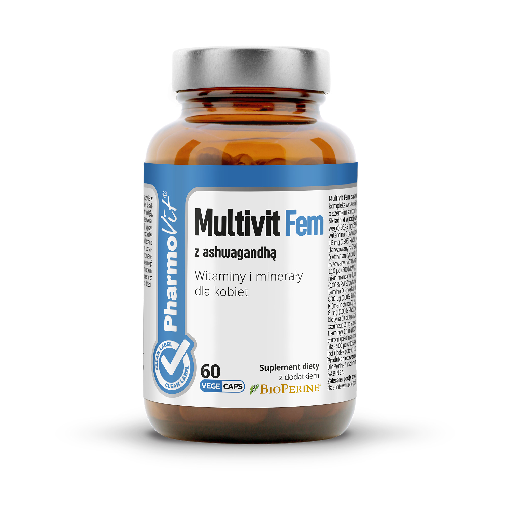 Pharmovit Multivit Fem z ashwagandhą Witaminy i minerały dla kobiet, kapsułki, 60 sztuk zdjęcie