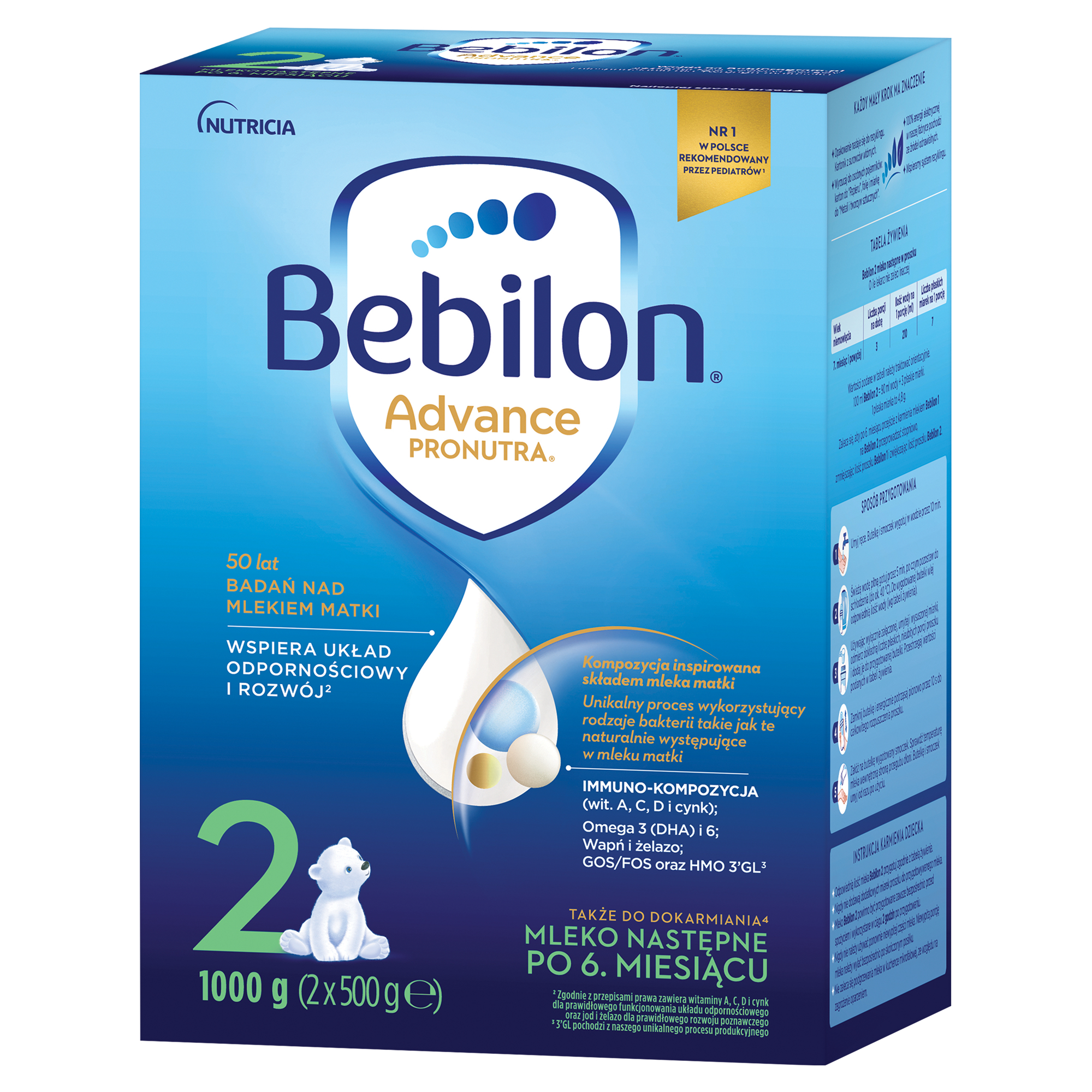 Bebilon 2 Pronutra Advance, mleko modyfikowane po 6 miesiącu, 1000 g zdjęcie