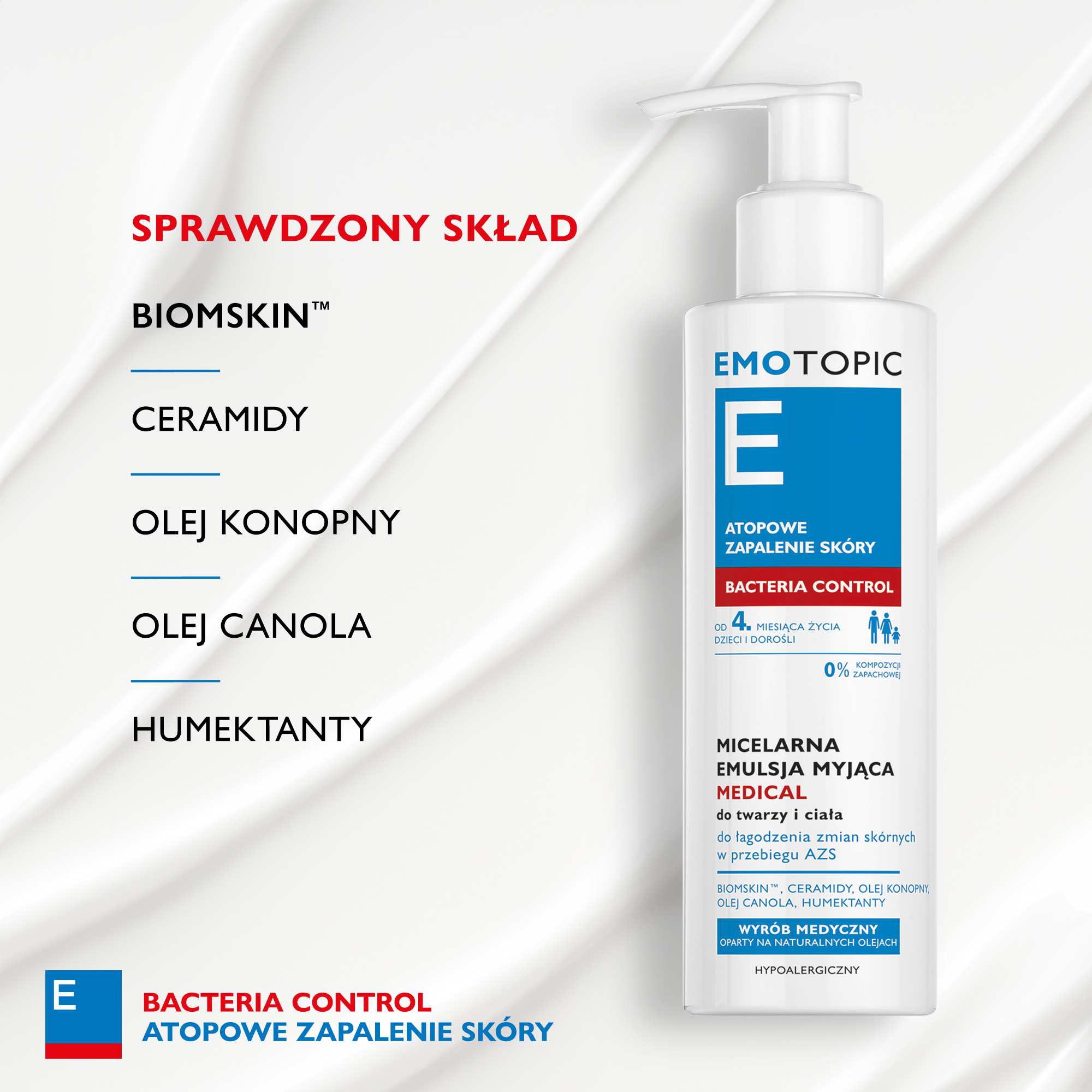Emotopic Bacteria Control micelarna emulsja myjąca Medical do twarzy i ciała 190 ml