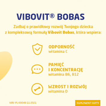 Vibovit Bobas, proszek o smaku waniliowym, 44 saszetek