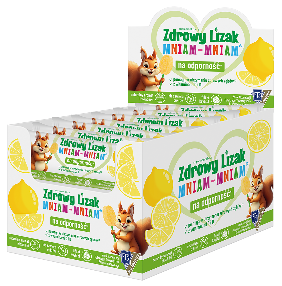 Zdrowy lizak Mniam-Mniam o smaku cytrynowym (łezka) 40 sztuk zdjęcie