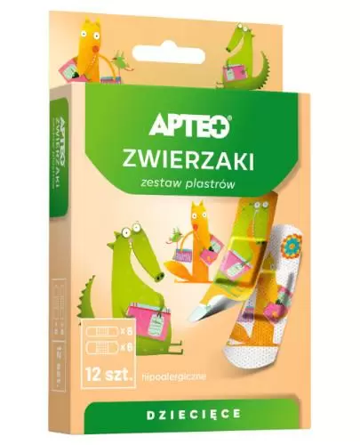 Apteo plastry dla dzieci zwierzaki 12 sztuk zdjęcie
