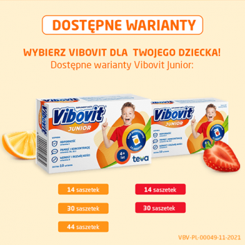 Vibovit Junior smak pomarańczowy dla dzieci 4-12 lat 44 saszetki