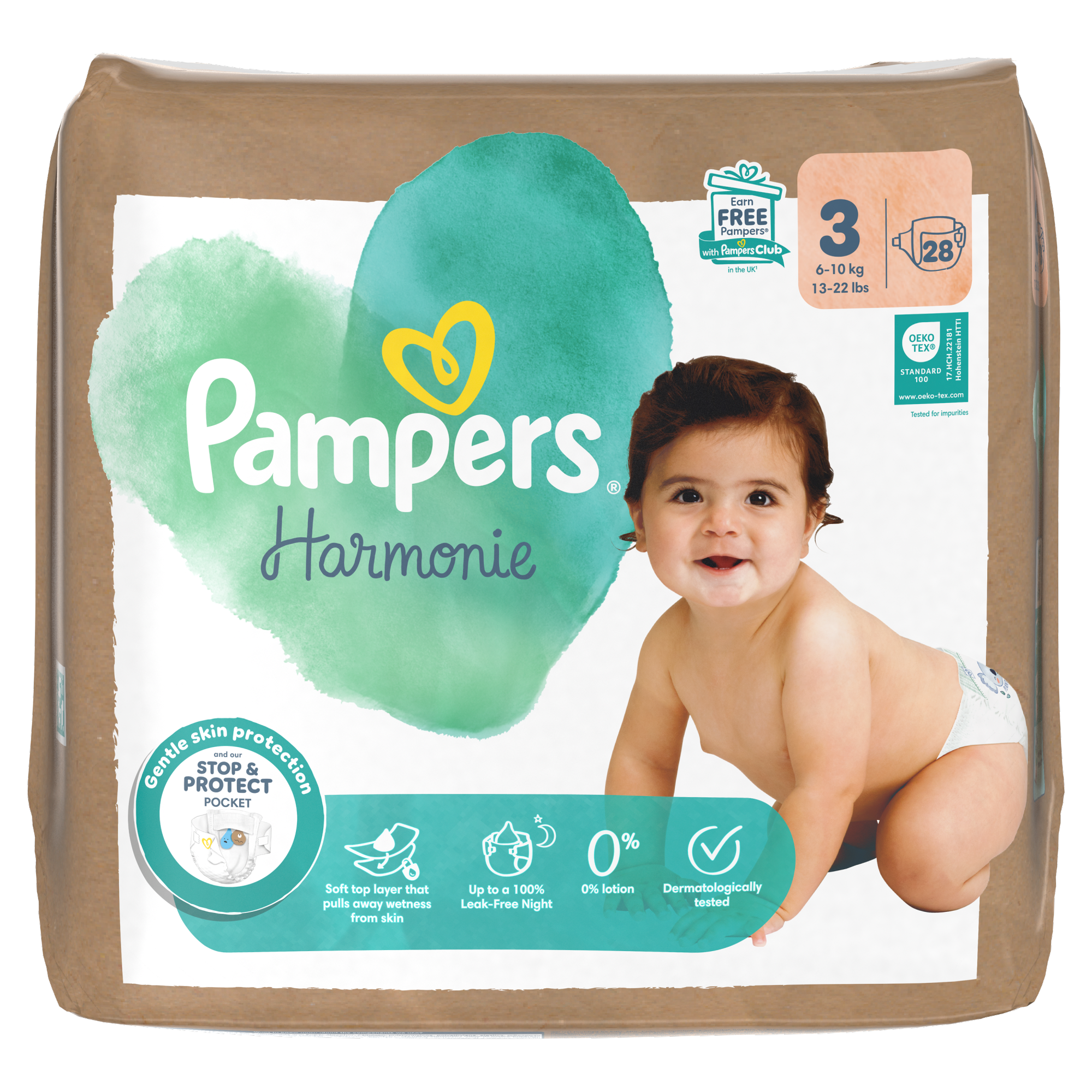 Pampers Harmonie Baby Pieluszki, rozmiar 3, 6 kg-10 kg, 28 sztuk zdjęcie