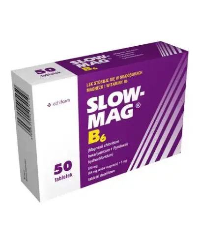 Slow-Mag B6 535 mg + 5 mg, tabletki dojelitowe, 50 sztuk zdjęcie