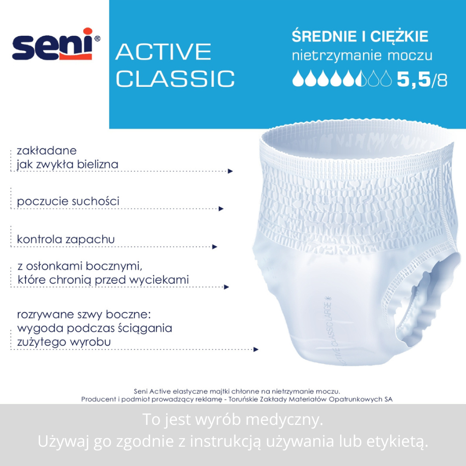 Seni Active Classic M Elastyczne majtki chłonne, 10 sztuk