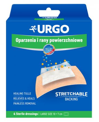 URGO Sterylne opatrunki na oparzenia i rany powierzchniowe, duże, 4 sztuki zdjęcie