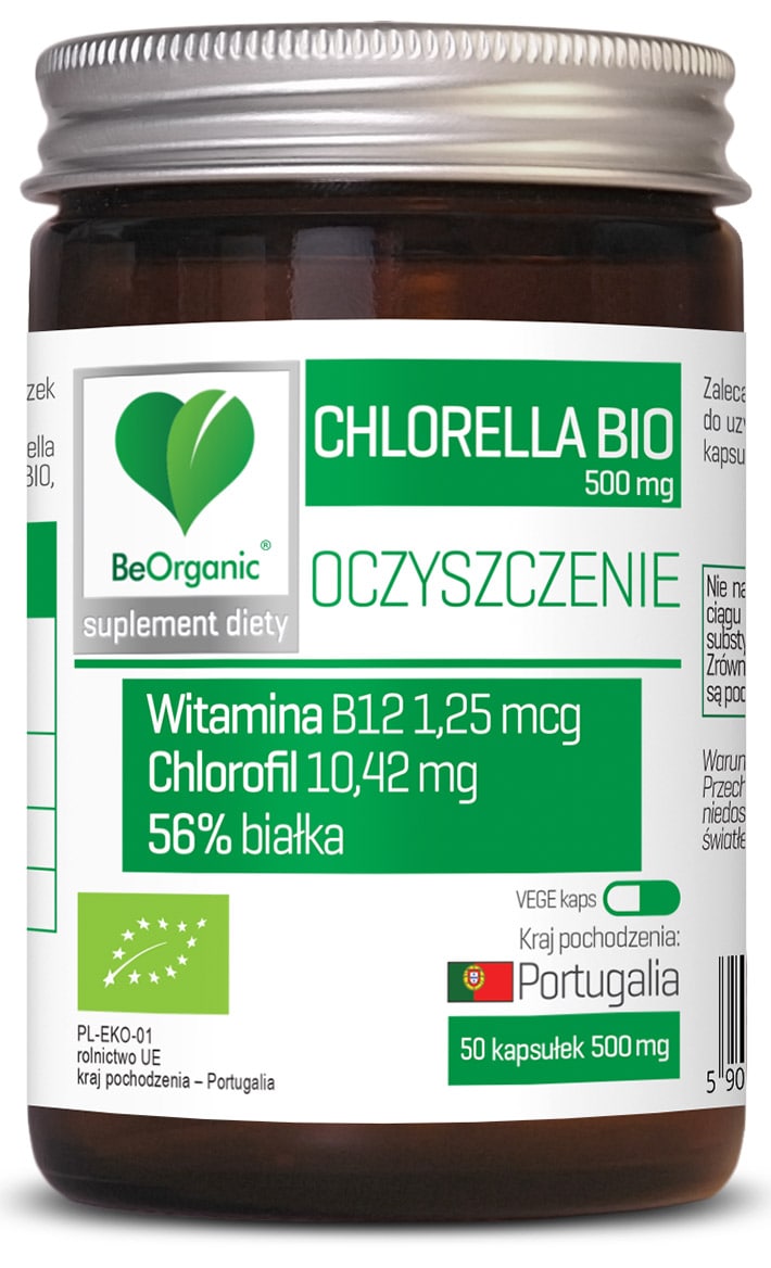 BeOrganic, Chlorella BIO, 500 mg, kapsułki, 50 sztuk zdjęcie