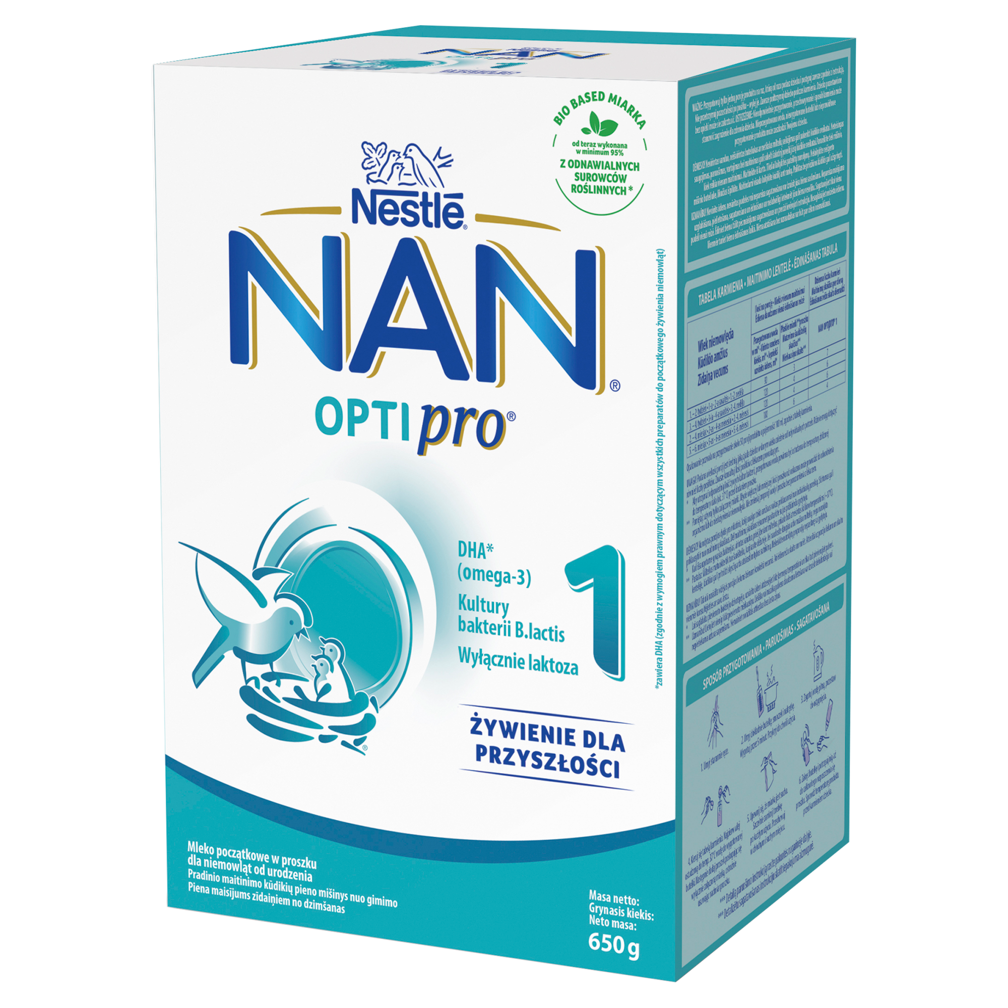 Nestle Nan Optipro 1, mleko początkowe dla niemowląt od urodzenia, 650 g zdjęcie