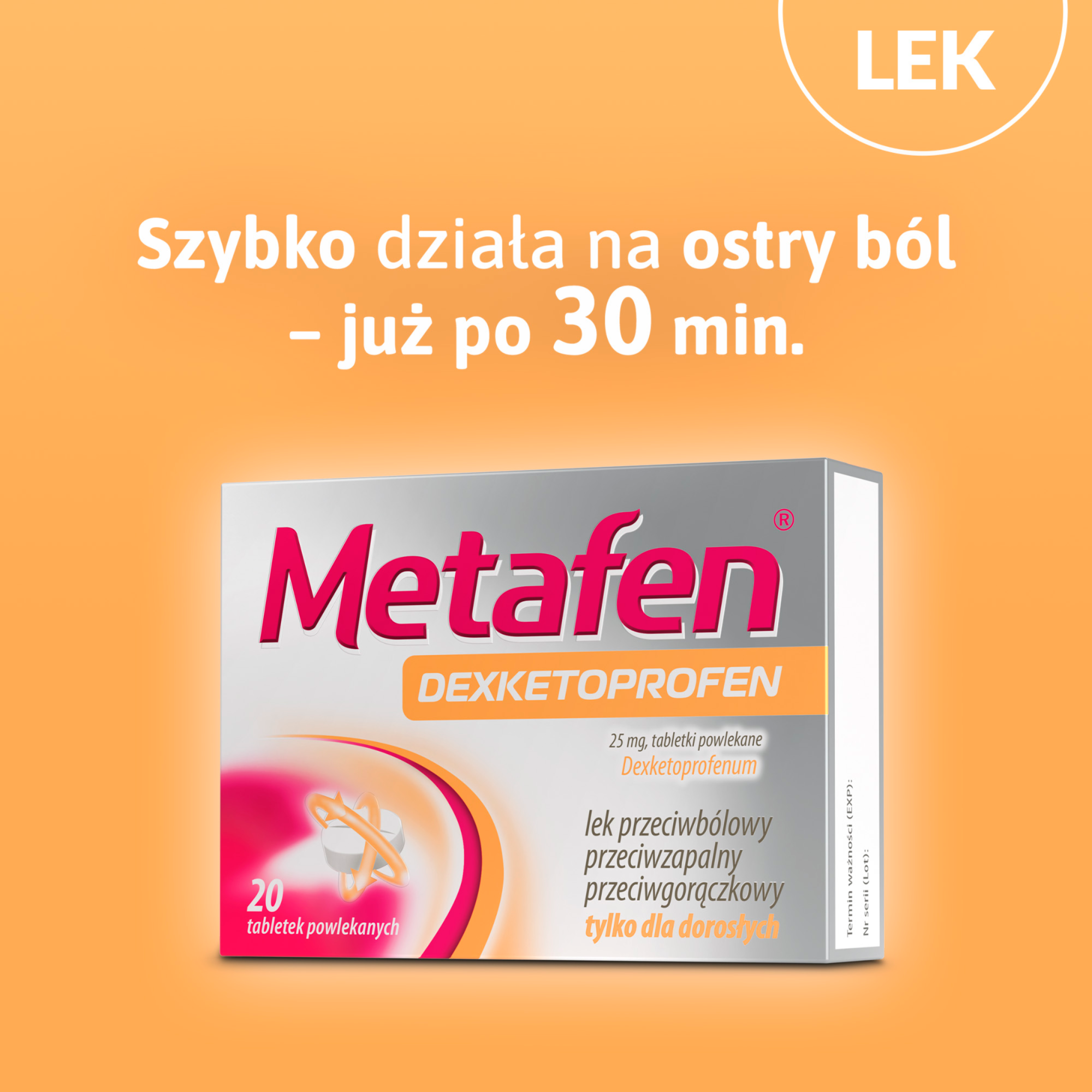 Metafen Dexketoprofen, 20 tabletek