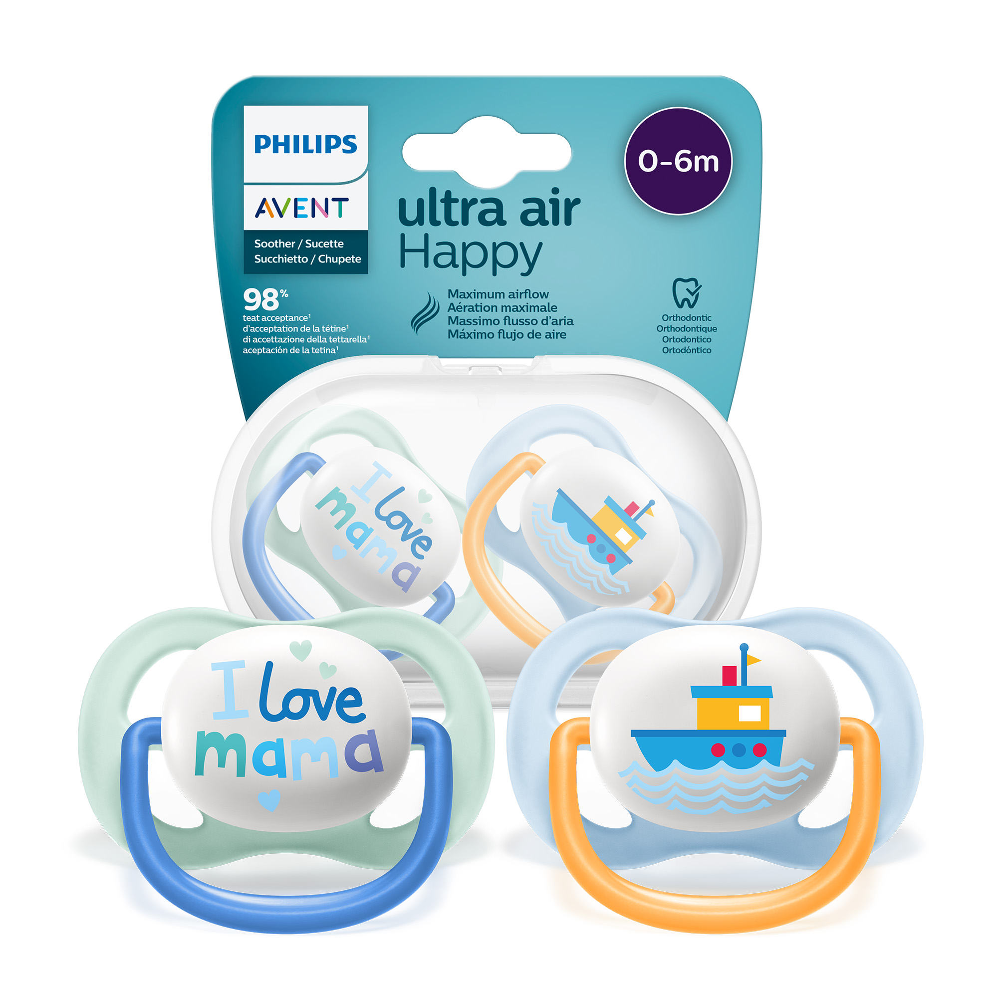 Avent Philips Ultra Air smoczek uspokajający 0-6m 2 sztuki [SCF080/01] zdjęcie
