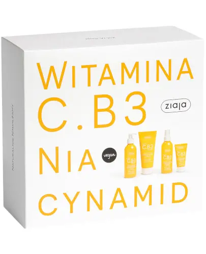 Ziaja Witamina C B3 Niacynamid krem na przebudzenie 50 ml + balsam do ciała 200 ml + tonik przed makijażem i po makijażu 190 ml + żel oczyszczający do twarzy 190 ml [ZESTAW] zdjęcie