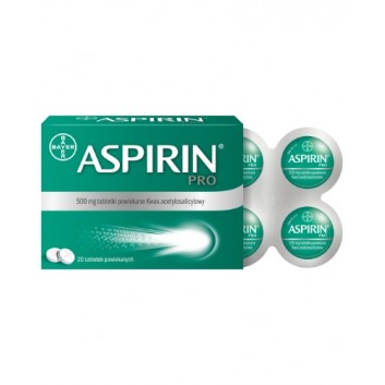Aspirin Pro 500 mg 20 tabletek powlekanych