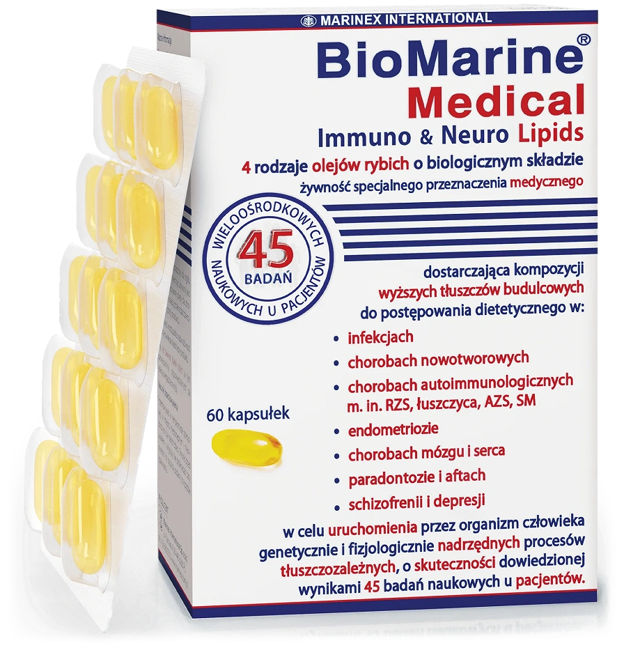 Biomarine Medical Immuno & Neuro Lipids, 4 rodzaje olejów rybich o biologicznym składzie, kapsułki, 60 sztuk zdjęcie