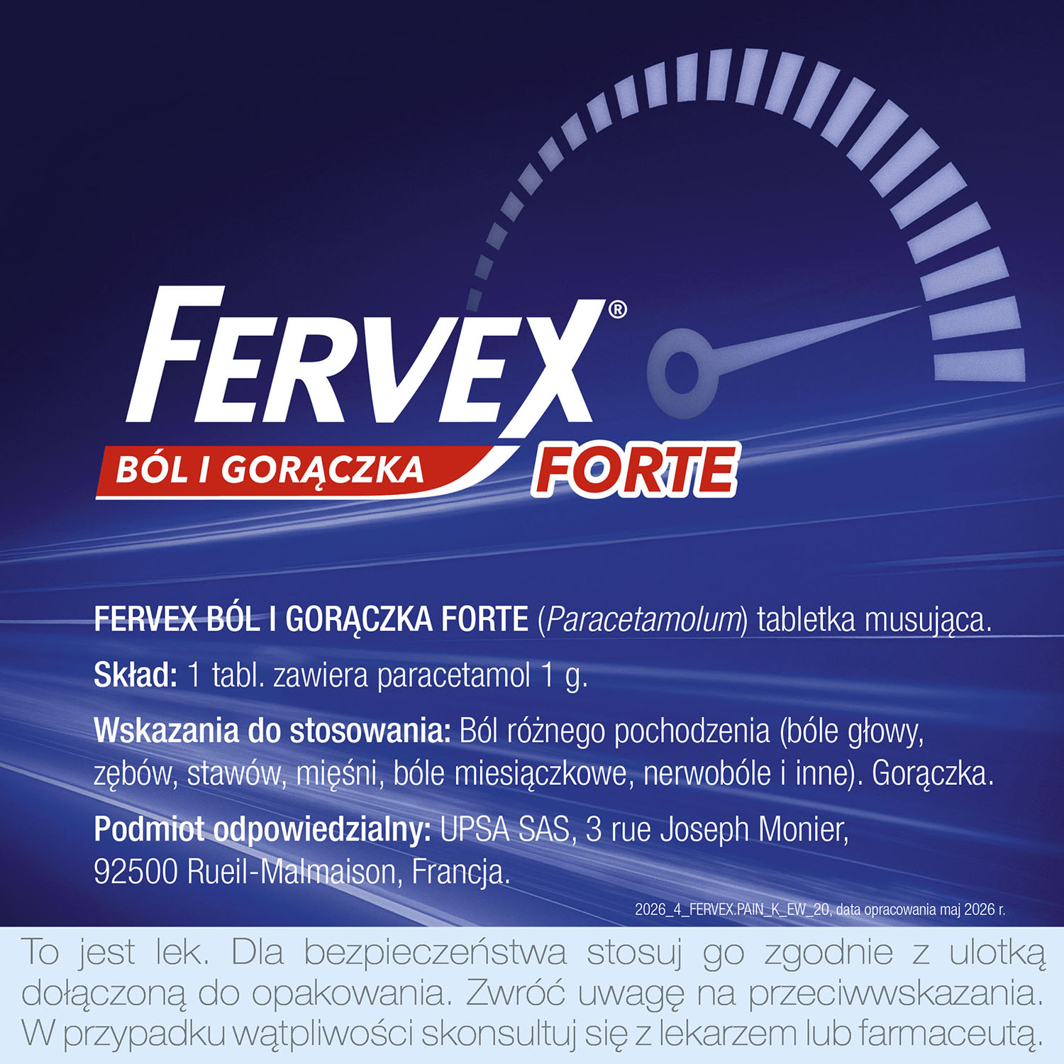 Fervex ból i gorączka Forte, tabletki musujące, 8 sztuk