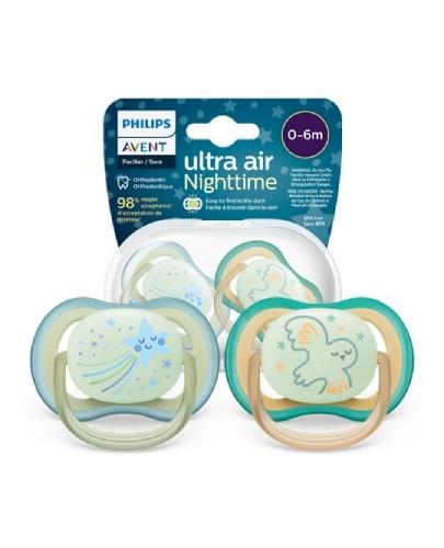 AVENT Ultra Air Night Smoczek uspokajający 0-6m SCF376/18, 2 sztuki zdjęcie
