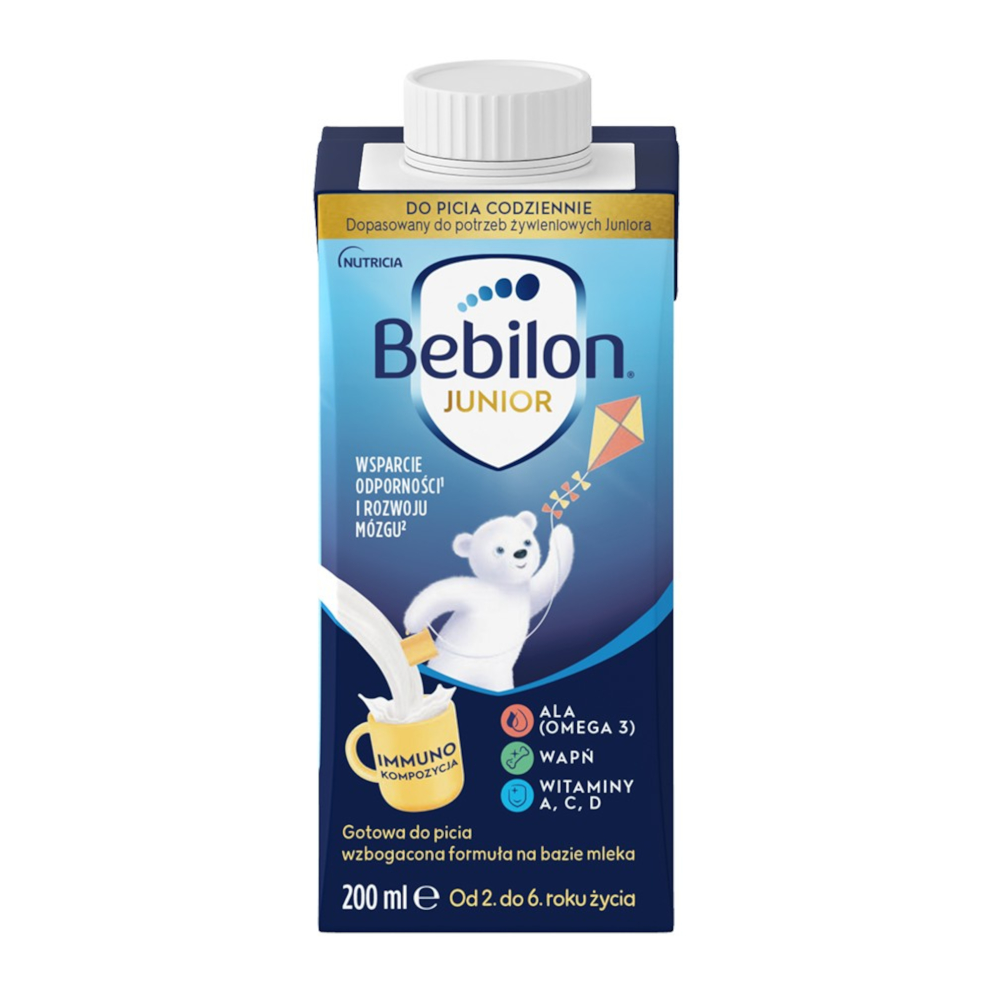 Bebilon Junior Gotowa do picia wzbogacona formuła na bazie mleka od 2. do 6. roku życia, 200 ml zdjęcie