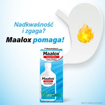 MAALOX Zawiesina doustna, na zgagę i nadkwaśność, 250 ml