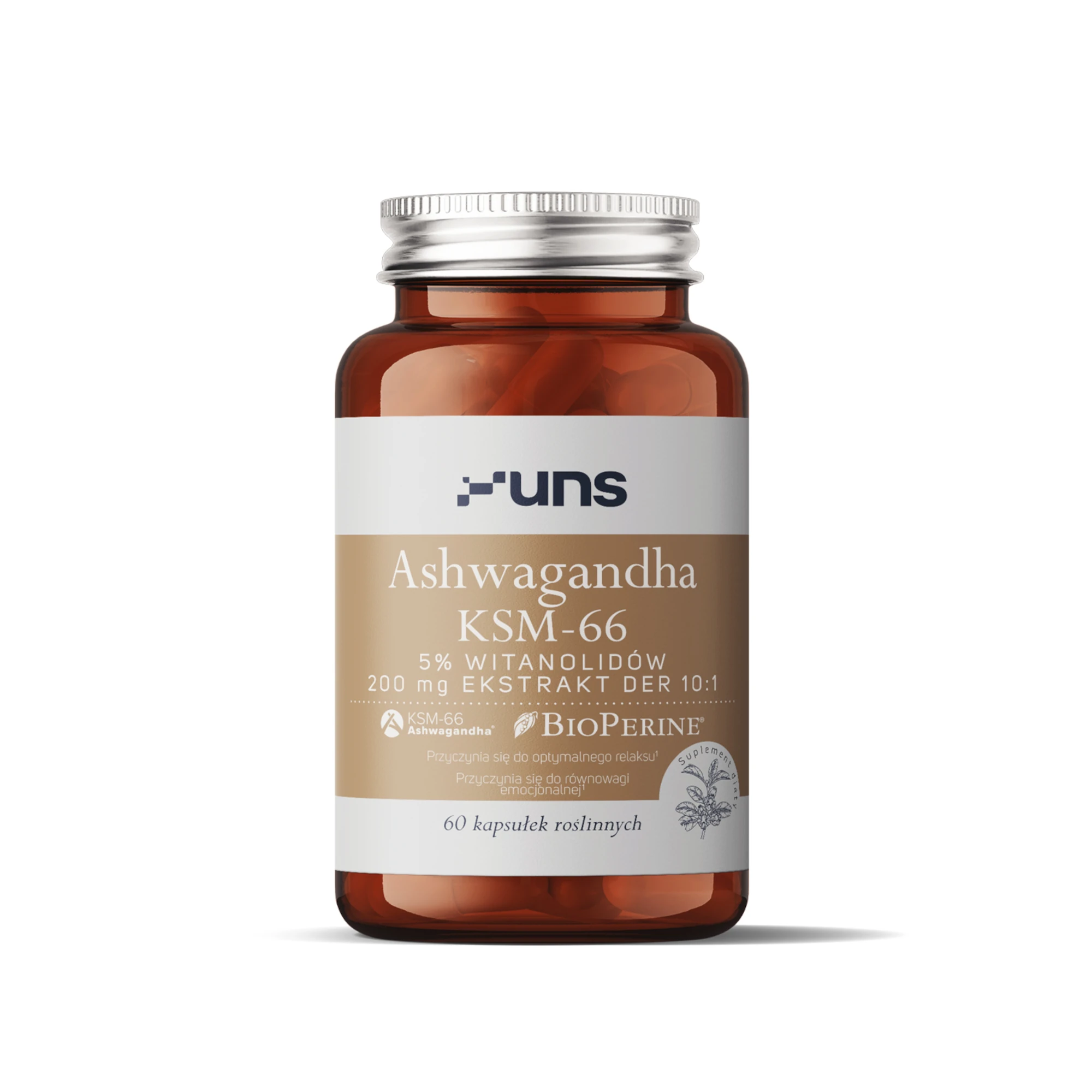 UNS Ashwagandha KSM-66 + Bioperine, kapsułki, 60 sztuk zdjęcie