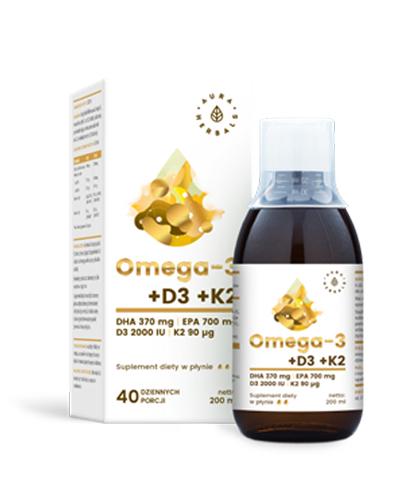AURA HERBALS Omega-3 + D3 + K2 - 200 ml - cena, dawkowanie, opinie  zdjęcie