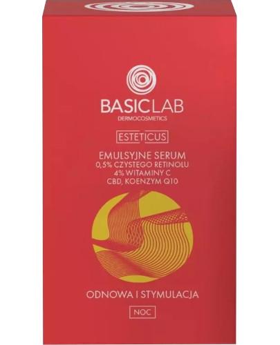 Basiclab Emulsyjne serum 0,5% czystego retinolu, 4% witaminy C, CBD i Koenzymem Q10 Odnowa i Stymulacja, 15 ml zdjęcie