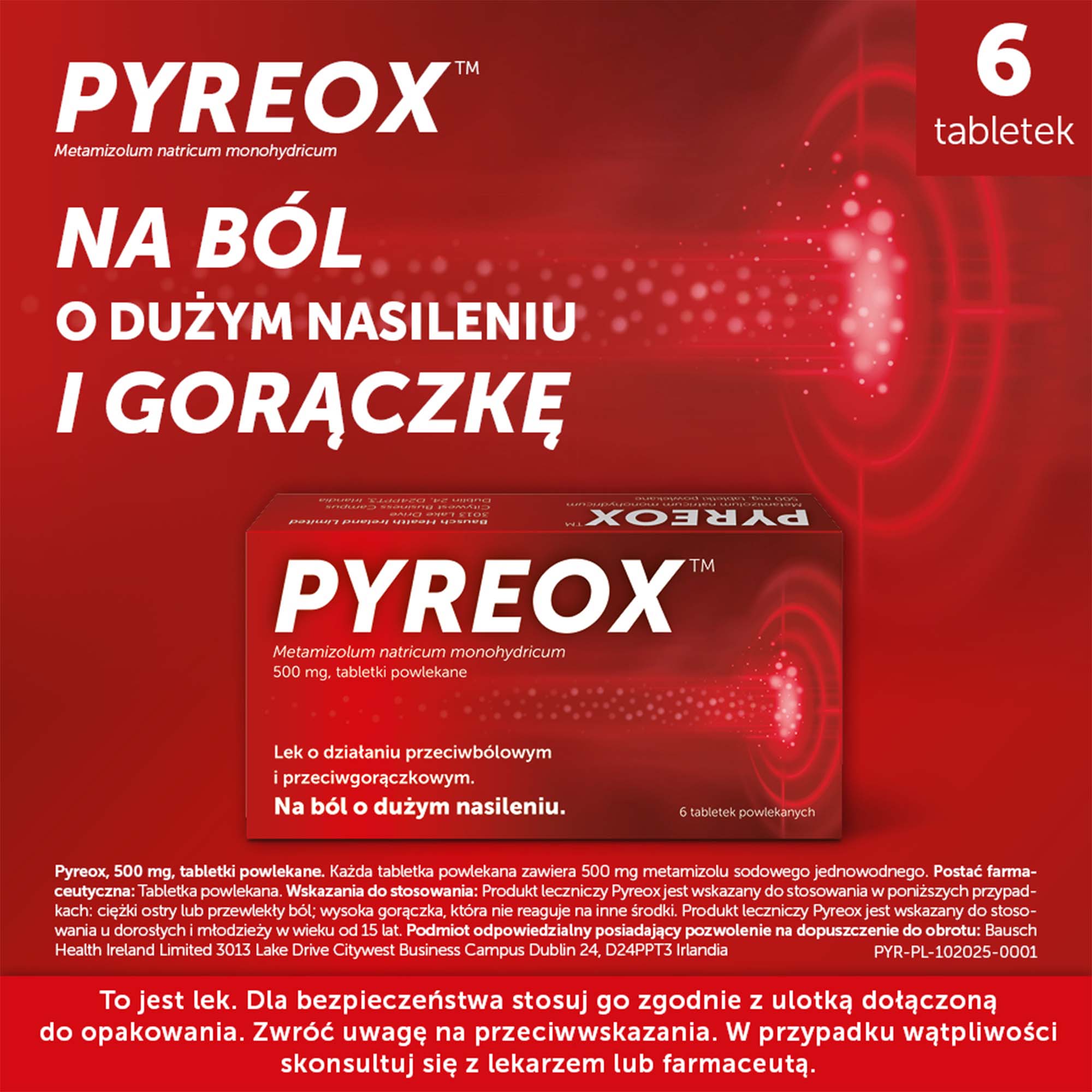 Pyreox, 500 mg, 6 tabletek powlekanych