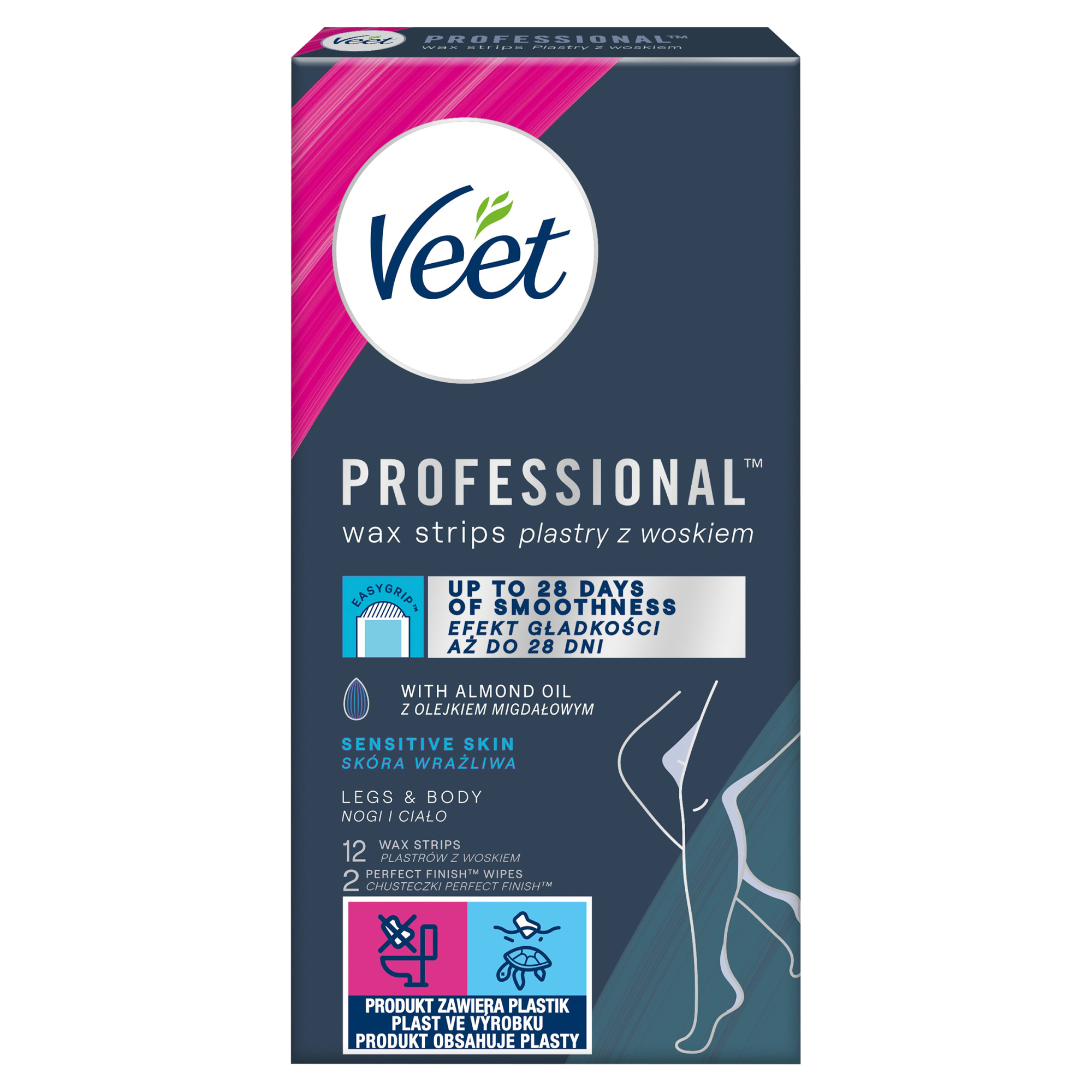Veet Plastry do depilacji z woskiem dla skóry wrażliwej, 12 sztuk zdjęcie